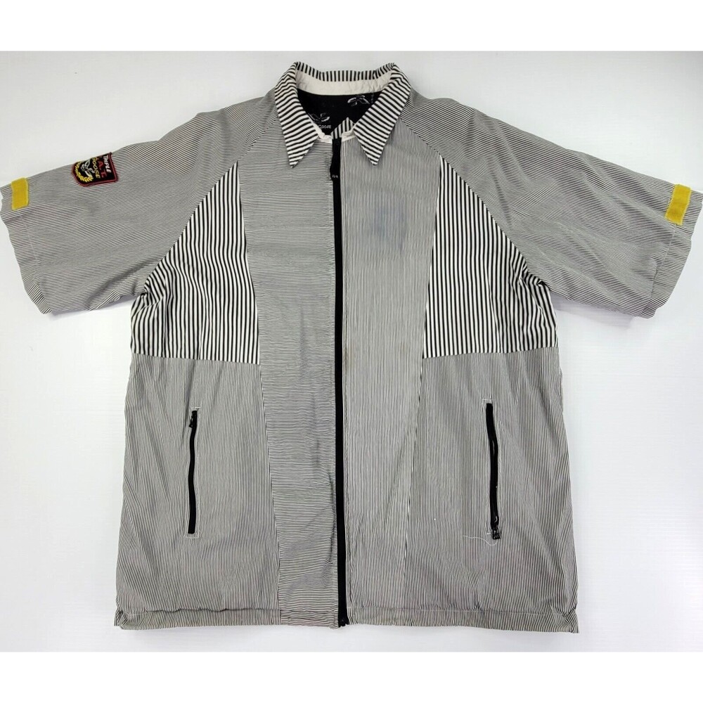 Triple F.A.T Goose Mens 2XL Casual Button-Front Short Sleeve Shirt Zipper Down